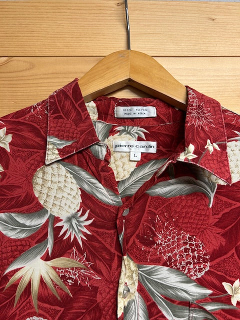 メンズヴィンテージ アロハシャツ 【pierre cardin】 パイナップル レッド