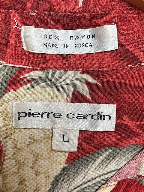 メンズヴィンテージ アロハシャツ 【pierre cardin】 パイナップル レッド