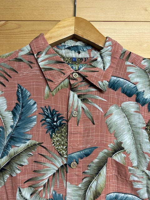 メンズヴィンテージ アロハシャツ【Batik Bay】リーフ ピンク
