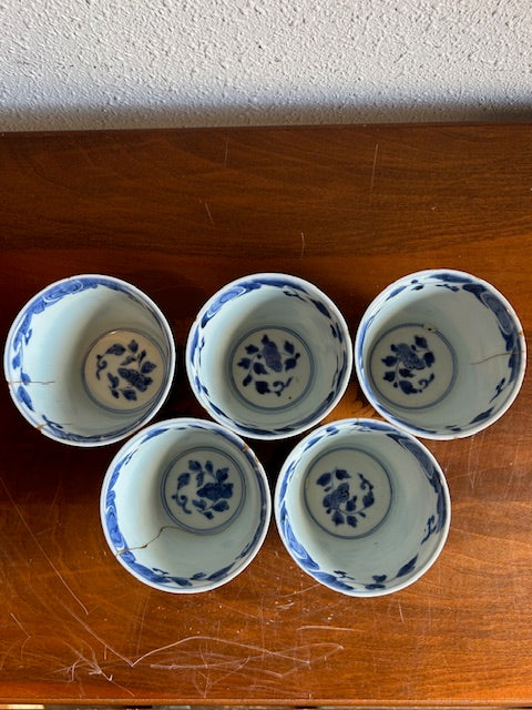 伊万里焼 染付花文 金継ぎ 蕎麦猪口