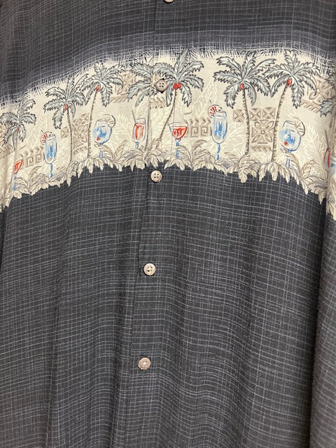 メンズヴィンテージアロハシャツ【MODA CAMPIA MODA】ヤシの木 ブラック