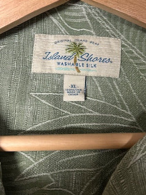 メンズヴィンテージ アロハシャツ【Island Shores】 リーフ グリーン