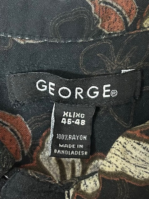 メンズヴィンテージ アロハシャツ【GEORGE 】ハイビスカス ブラック