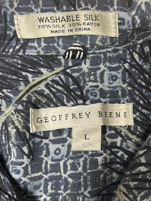 メンズヴィンテージ アロハシャツ 【GEOFFREY BEENE】総柄 ネイビー