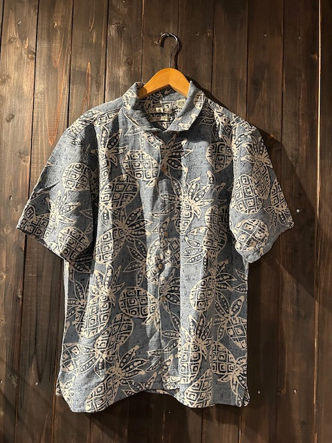 メンズヴィンテージ アロハシャツ 【Batik Bay】パイナップル ブルー