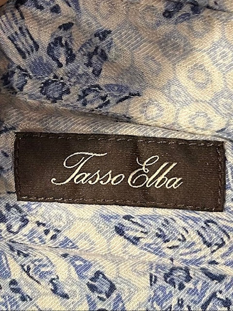 メンズヴィンテージ アロハシャツ 【Tasso Elba】ハイビスカス ブルー