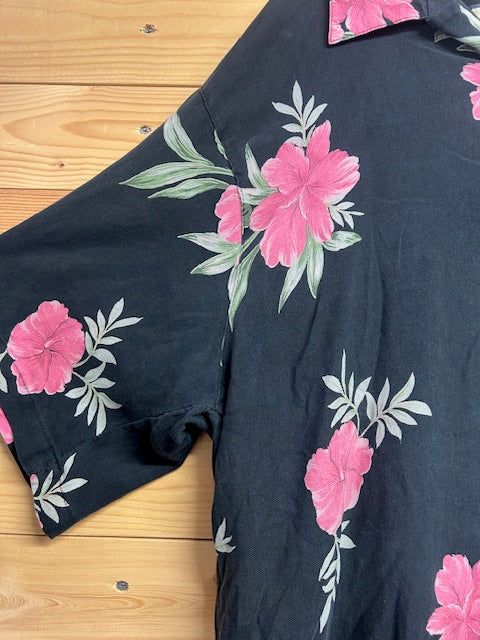 メンズヴィンテージ アロハシャツ 【Tommy bahama】ハイビスカス ブラック