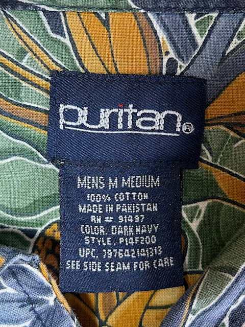 メンズヴィンテージ アロハシャツ 【puritan】フラワー ブルー