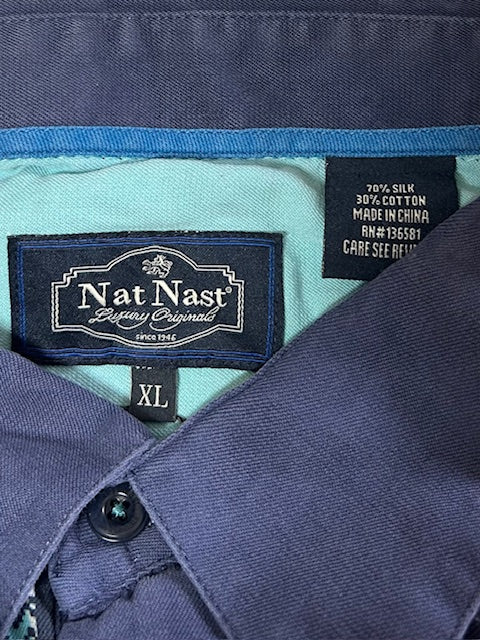 メンズヴィンテージ アロハシャツ 【Nat Nast】ライン ブルー
