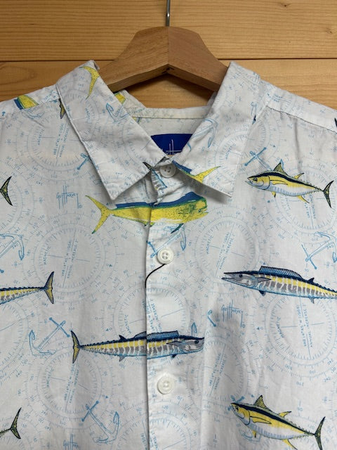 メンズヴィンテージ アロハシャツ 【GUY HARVEY】フィッシュ ホワイト
