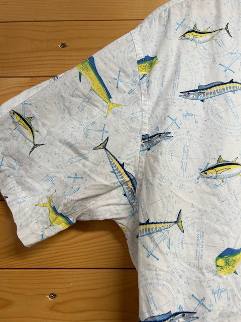 メンズヴィンテージ アロハシャツ 【GUY HARVEY】フィッシュ ホワイト