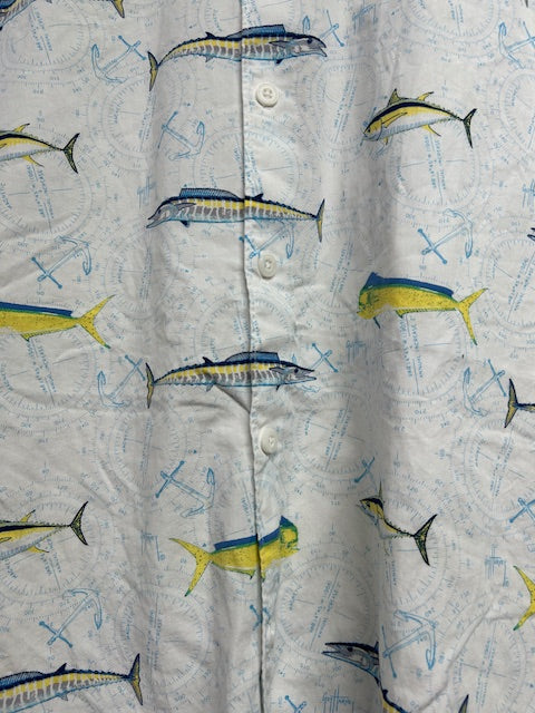 メンズヴィンテージ アロハシャツ 【GUY HARVEY】フィッシュ ホワイト
