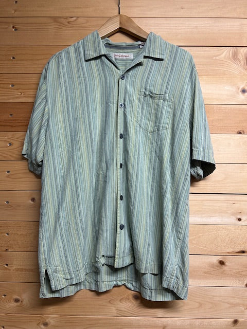 メンズヴィンテージ アロハシャツ 【Tommy Bahama】ストライプ グリーン