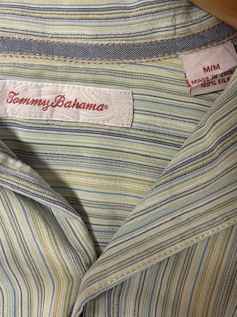 メンズヴィンテージ アロハシャツ 【Tommy Bahama】ストライプ グリーン