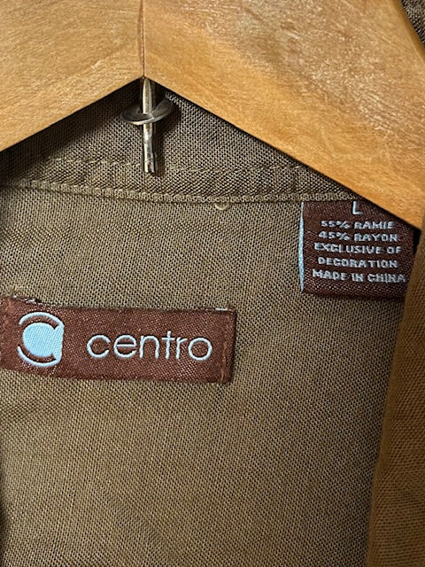 メンズヴィンテージ アロハシャツ 【Centro】無地 カーキ