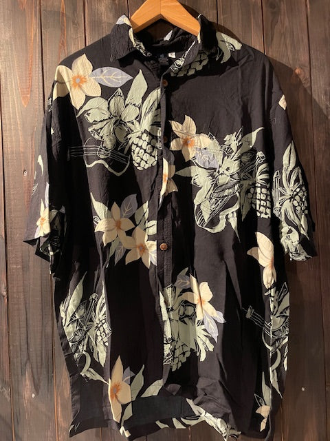 メンズヴィンテージ アロハシャツ 【HIBISCUS COLELECTION HAWAII】 ハイビスカス ブラック