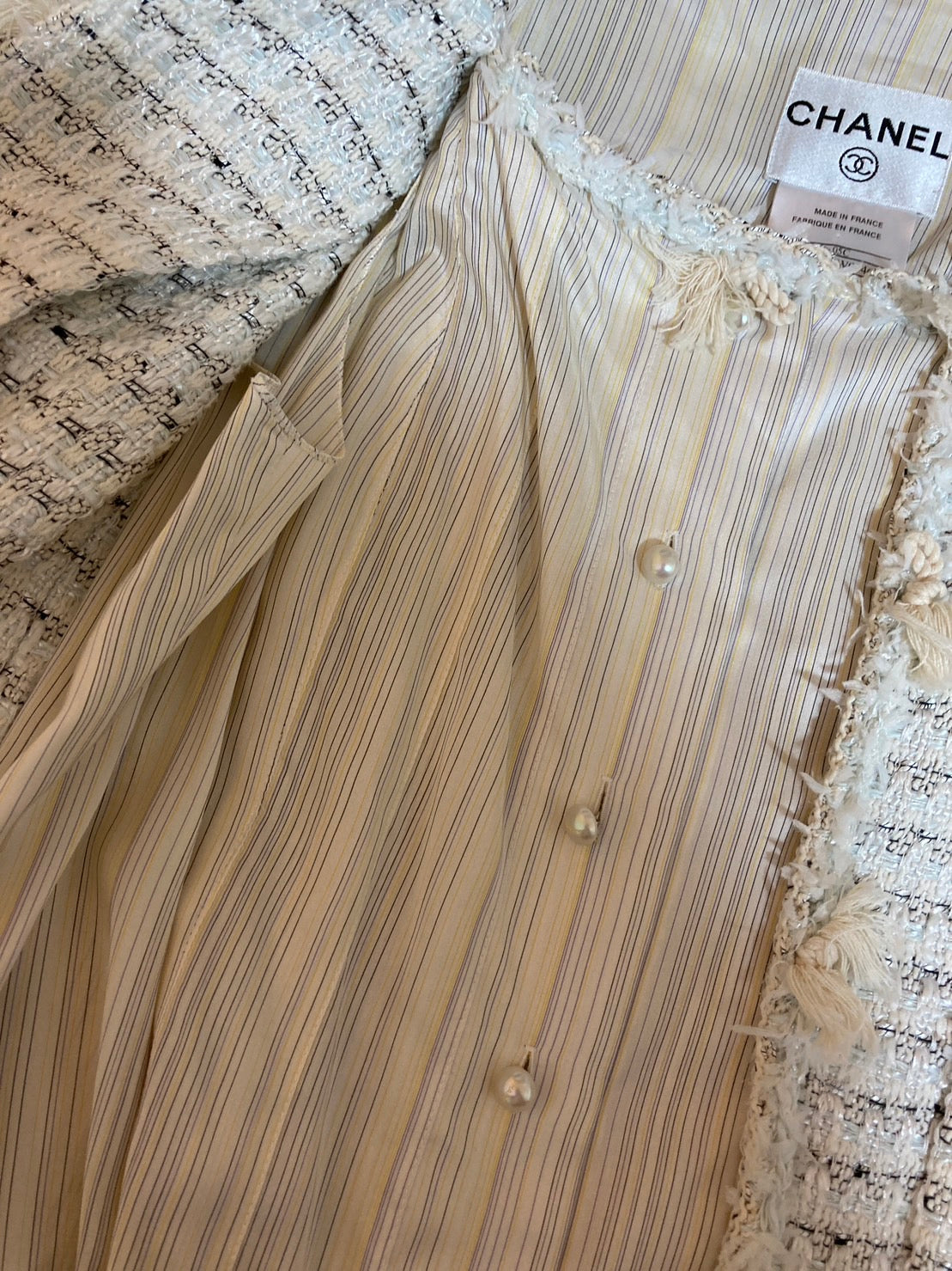 シャネル パールボタン ツイード シルク ワンピース