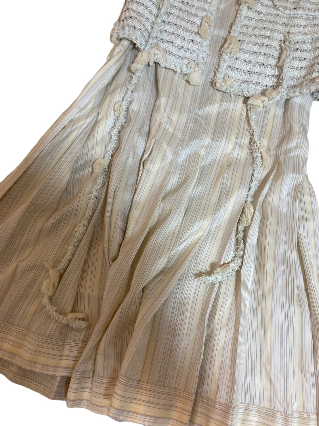 シャネル パールボタン ツイード シルク ワンピース