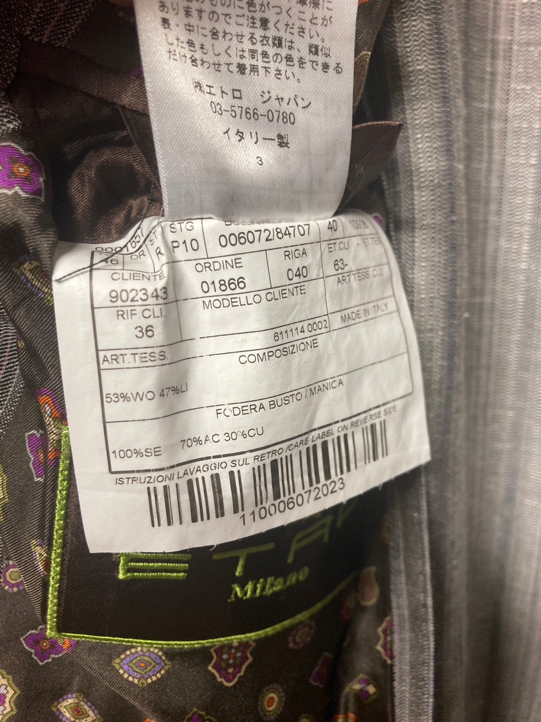 エトロ セットアップ スーツ グレー