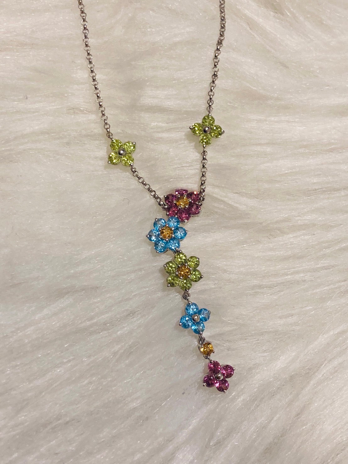 マルチカラー ストーン K18 wg ネックレス