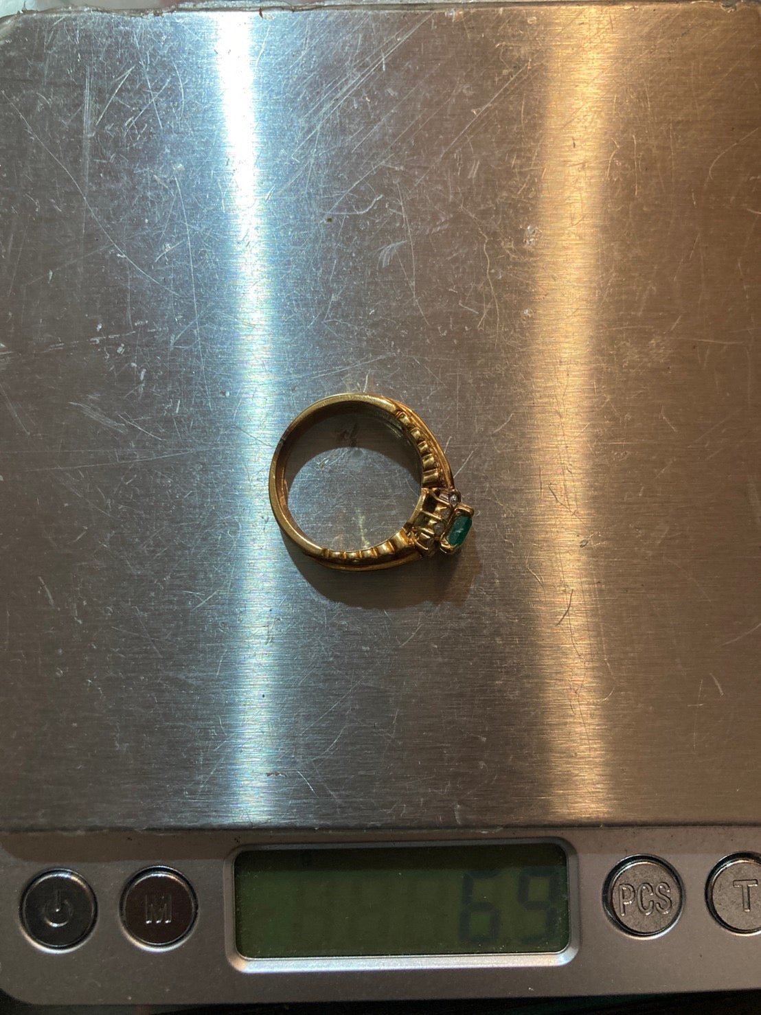 エメラルド ダイヤ リング k18 13号