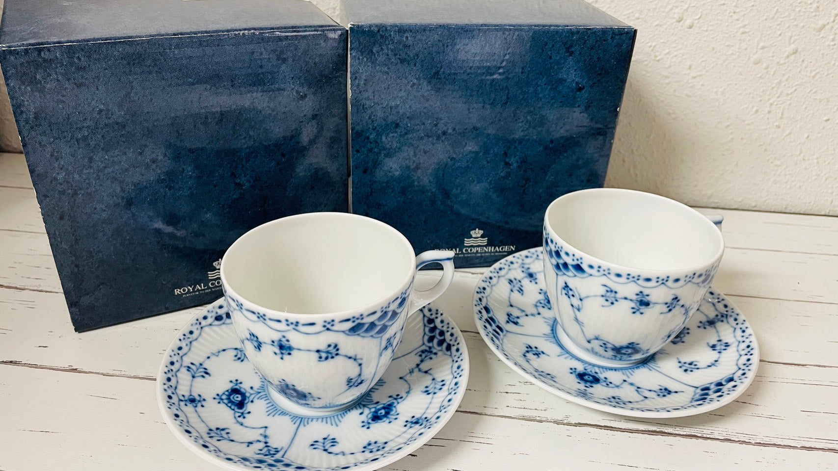 ロイヤルコペンハーゲン ブルーパフル―テッド カップ&ソーサ― 2客