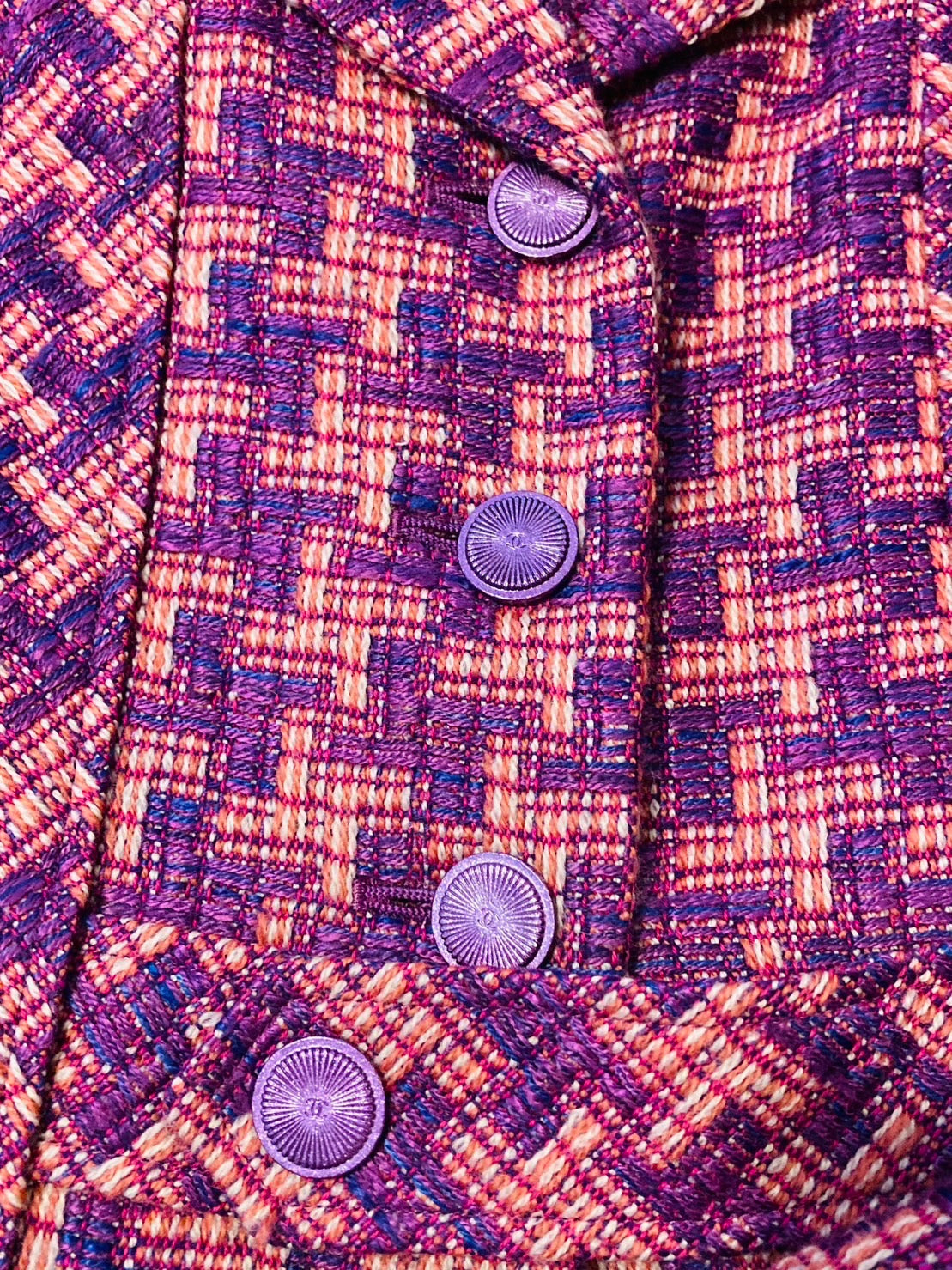 シャネル ツイード セットアップ 紫 ピンク