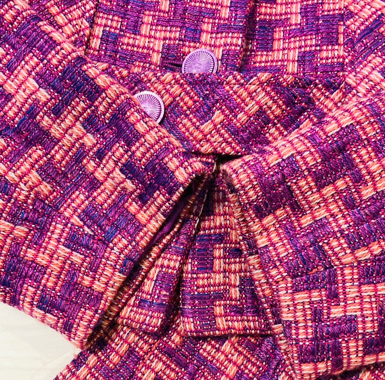 シャネル ツイード セットアップ 紫 ピンク