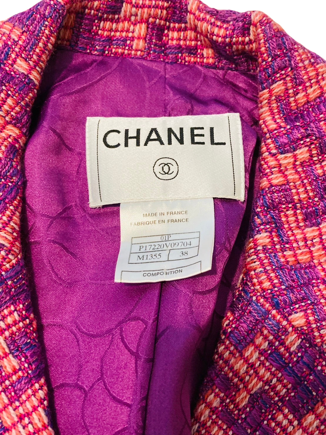 シャネル ツイード セットアップ 紫 ピンク