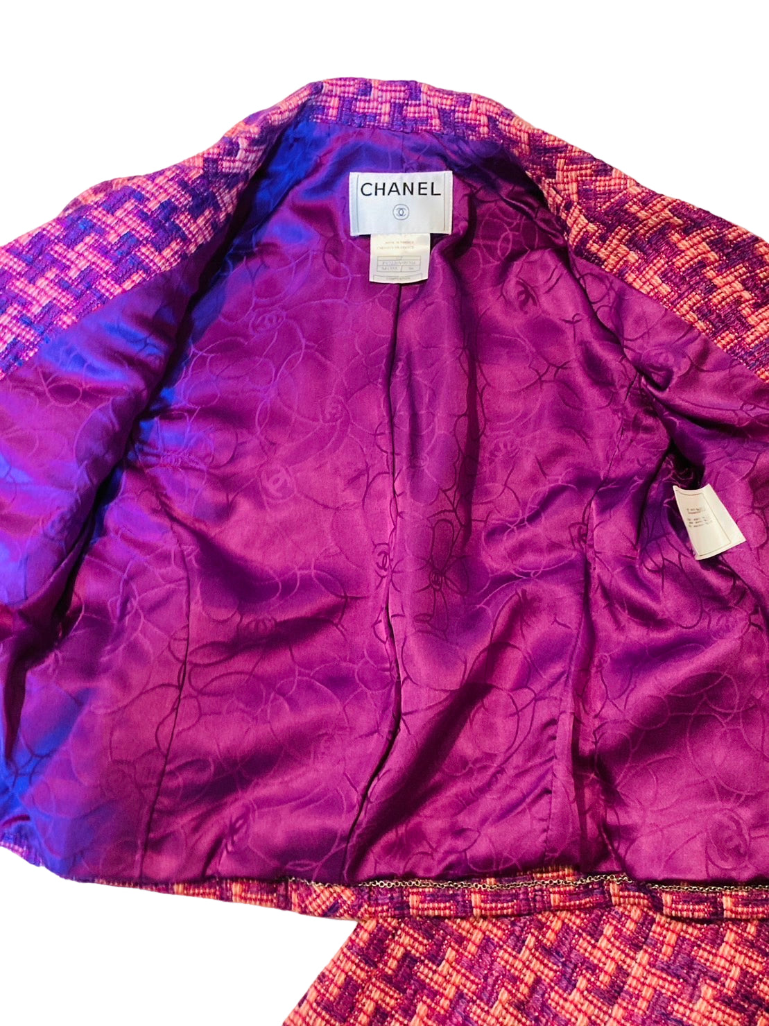 シャネル ツイード セットアップ 紫 ピンク