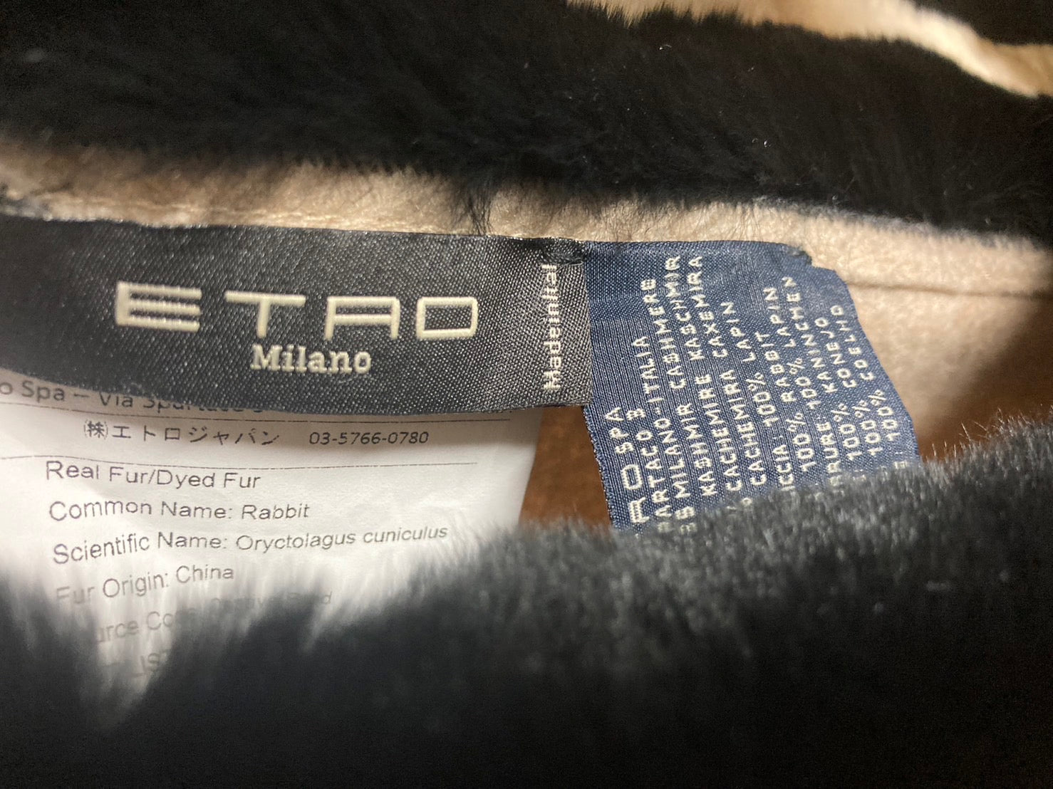 エトロ カシミヤ 100% ラビット ファー ポンチョ