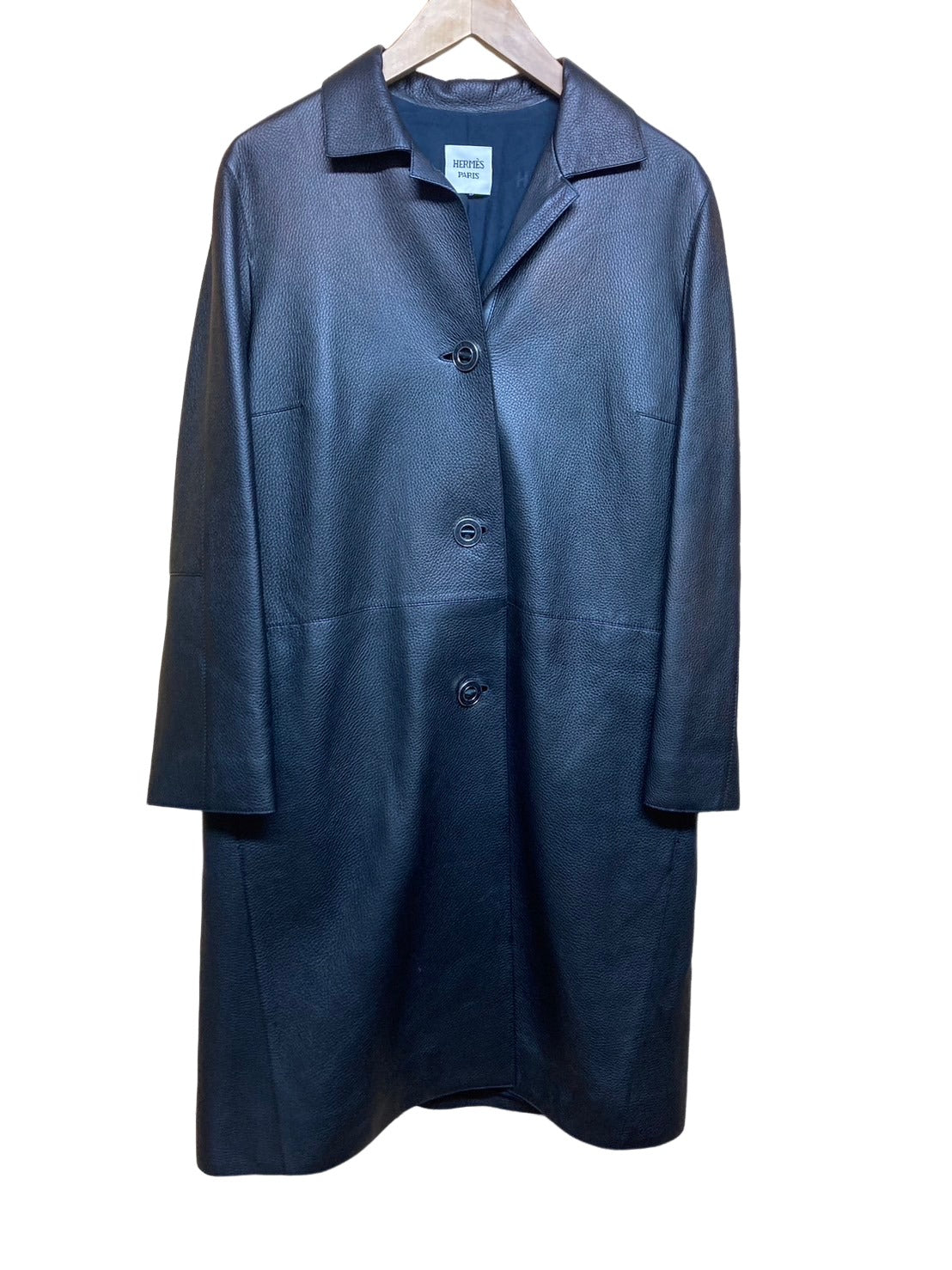 【極美品】 エルメス　ディアスキン　ロングコート　大きいサイズ　鹿革　ブラック