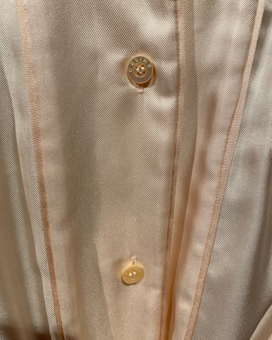 セリーヌ サテンシルク 長袖ワンピース シェルボタン