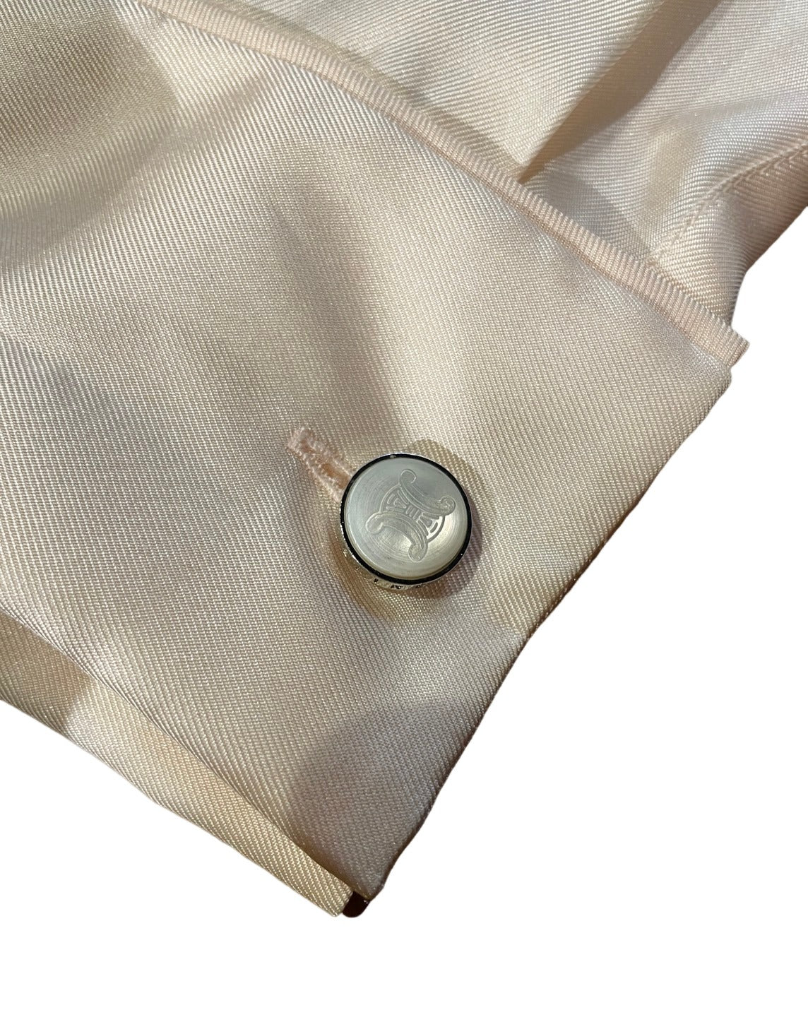 セリーヌ サテンシルク 長袖ワンピース シェルボタン