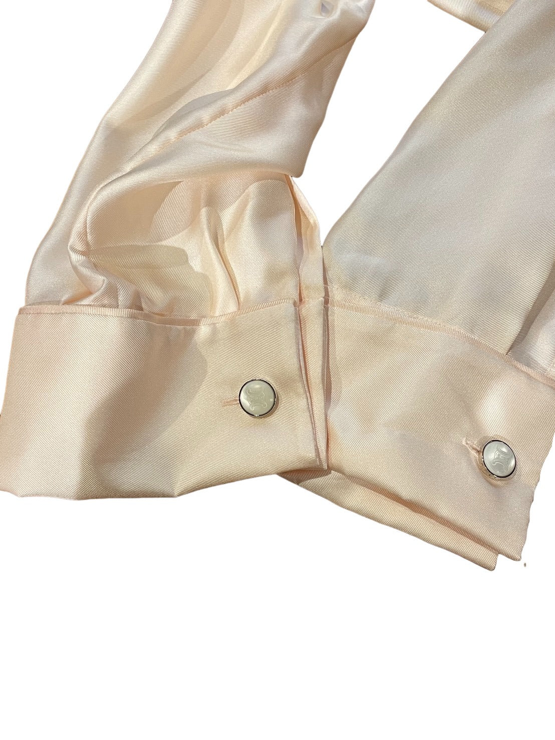 セリーヌ サテンシルク 長袖ワンピース シェルボタン