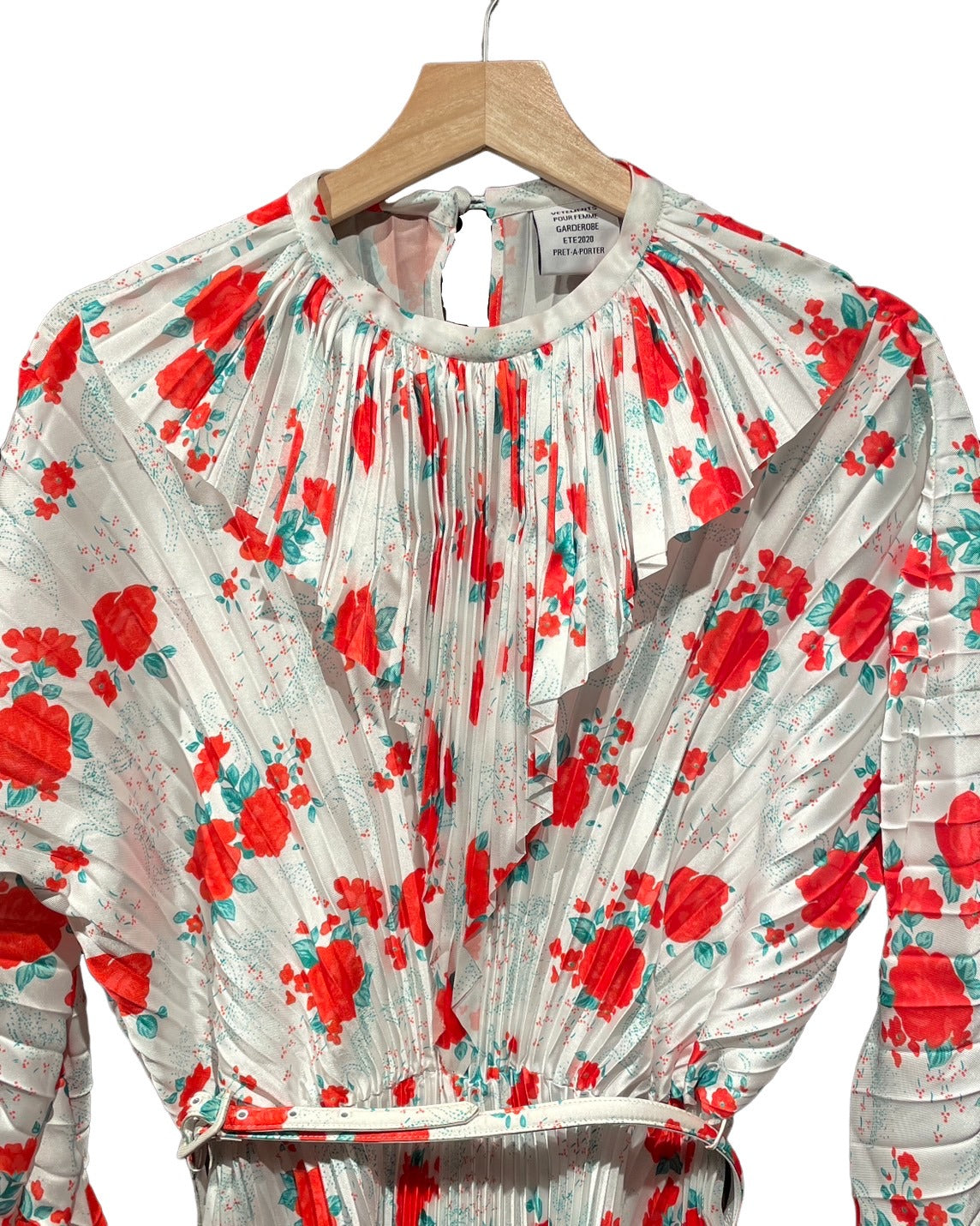 ヴェトモン プリーツ 花柄ワンピース