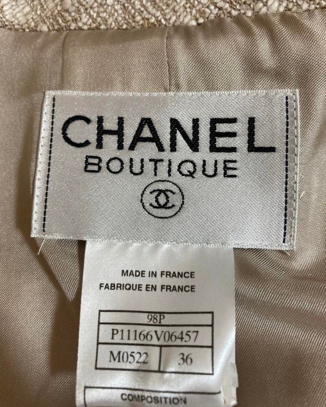 シャネル ツイード セットアップ スーツ グレー