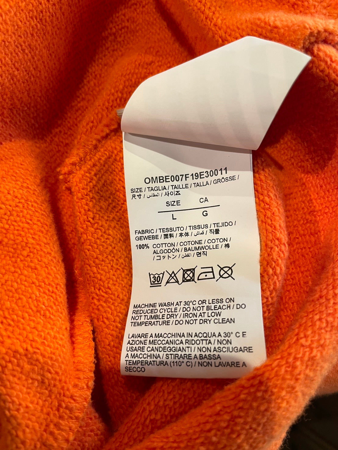 オフホワイト パーカー オレンジ