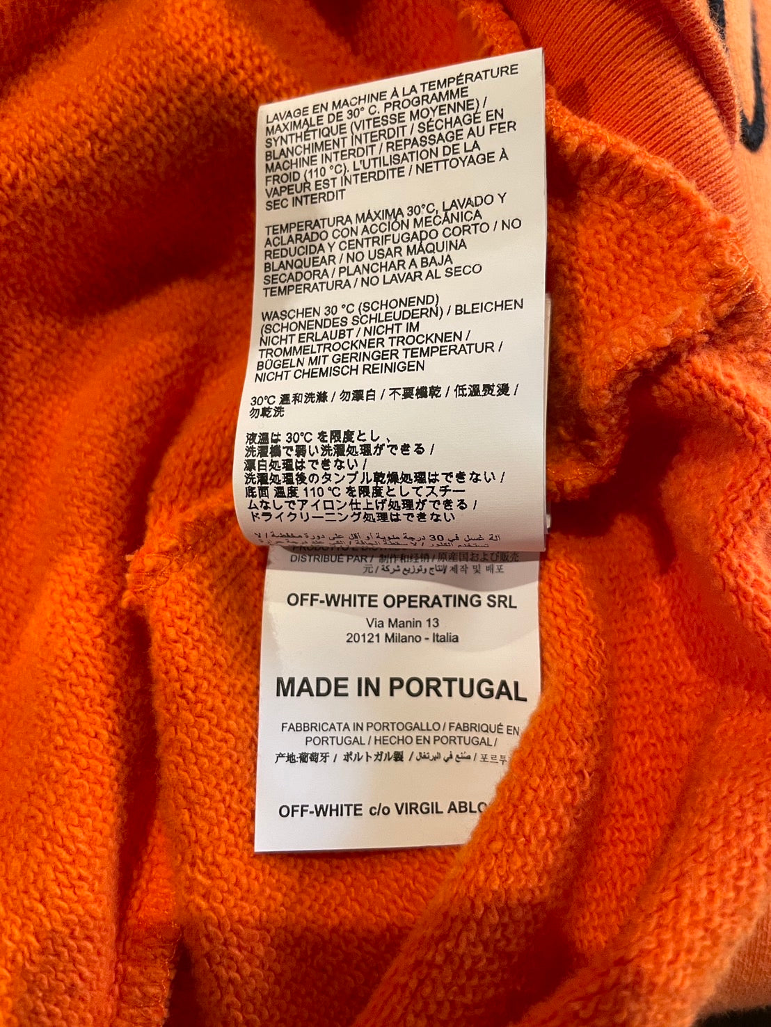 オフホワイト パーカー オレンジ