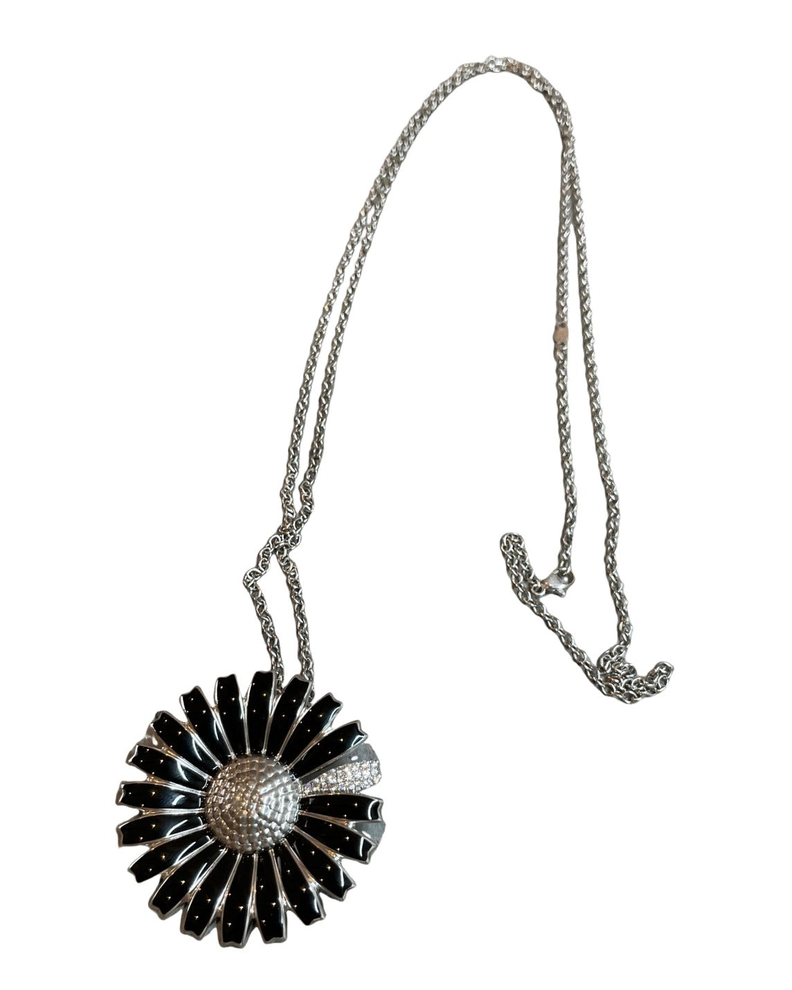 ジョージジェンセン デイジー ネックレス ブローチ SV ダイヤ エナメル