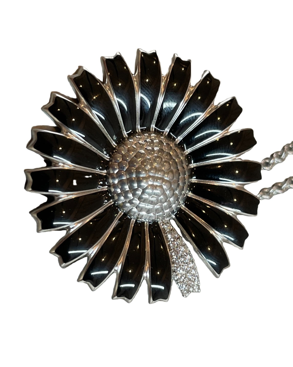 ジョージジェンセン デイジー ネックレス ブローチ SV ダイヤ エナメル