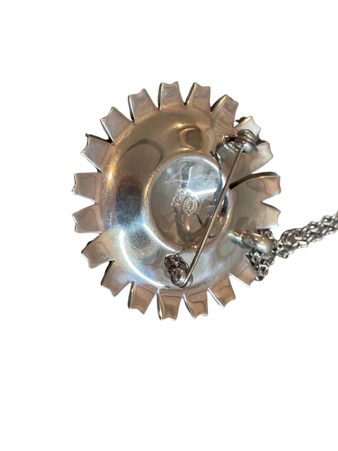 ジョージジェンセン デイジー ネックレス ブローチ SV ダイヤ エナメル