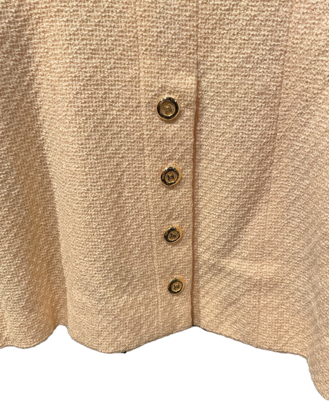 シャネル ヴィンテージ ツイード セットアップ スーツ イエロー系 金ボタン23個