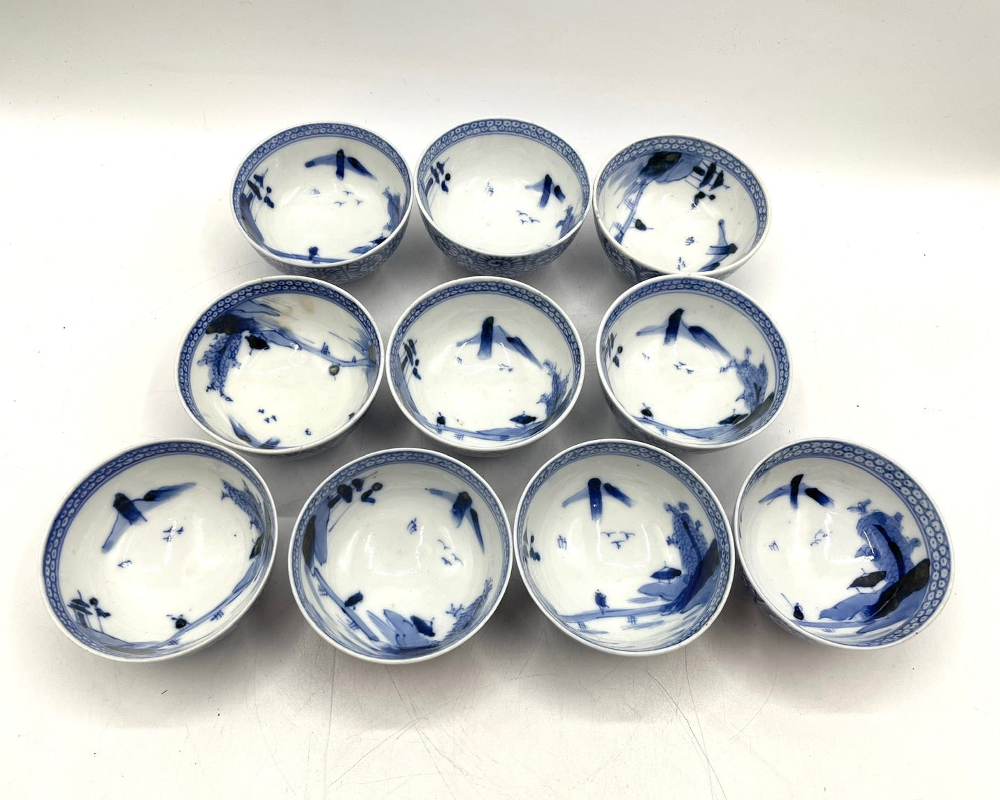 支那焼 染付 蛸唐草文 湯呑 成化年製