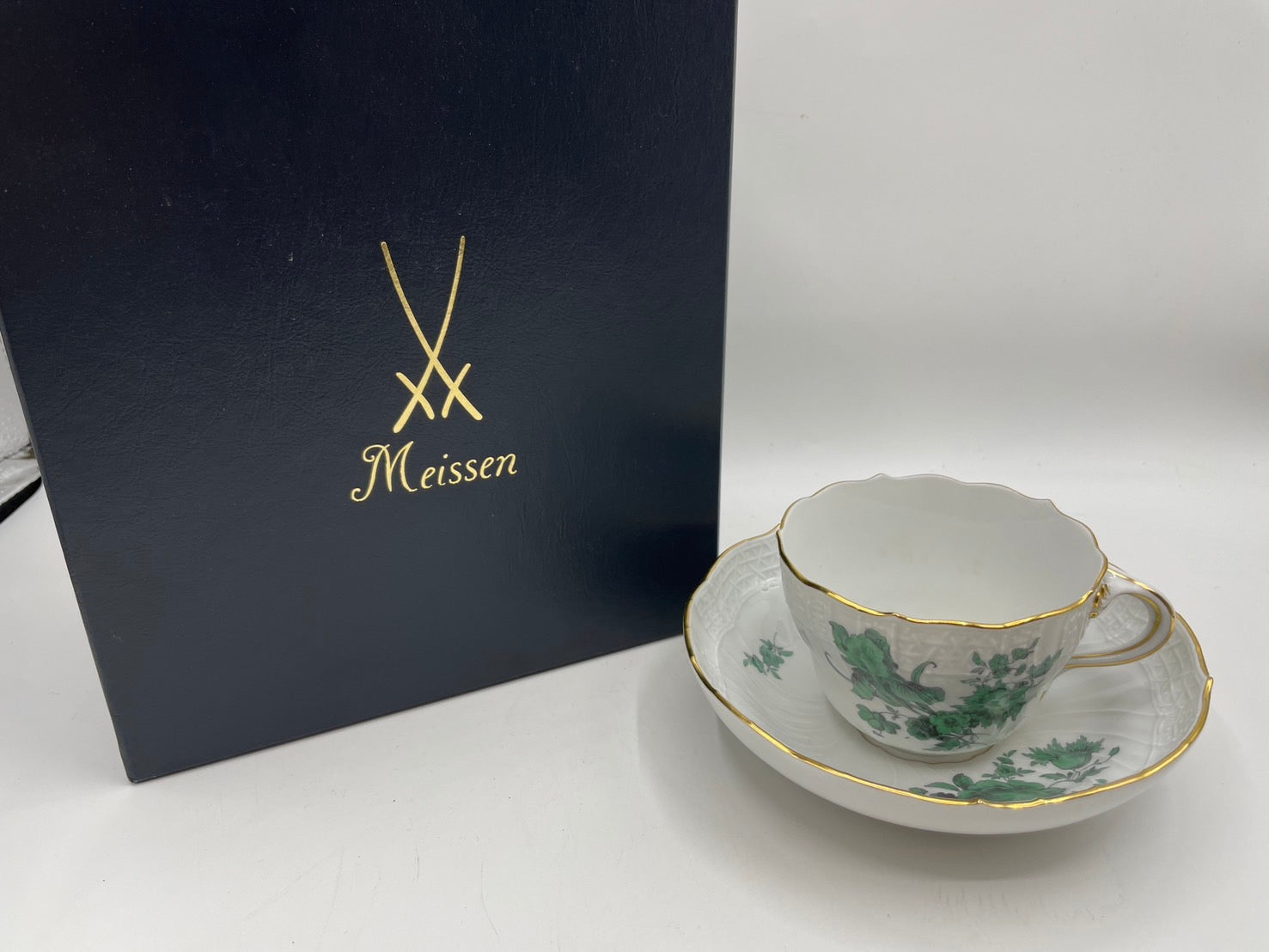 マイセン カップ&ソーサー グリーンフラワーブーケ 箱付き
