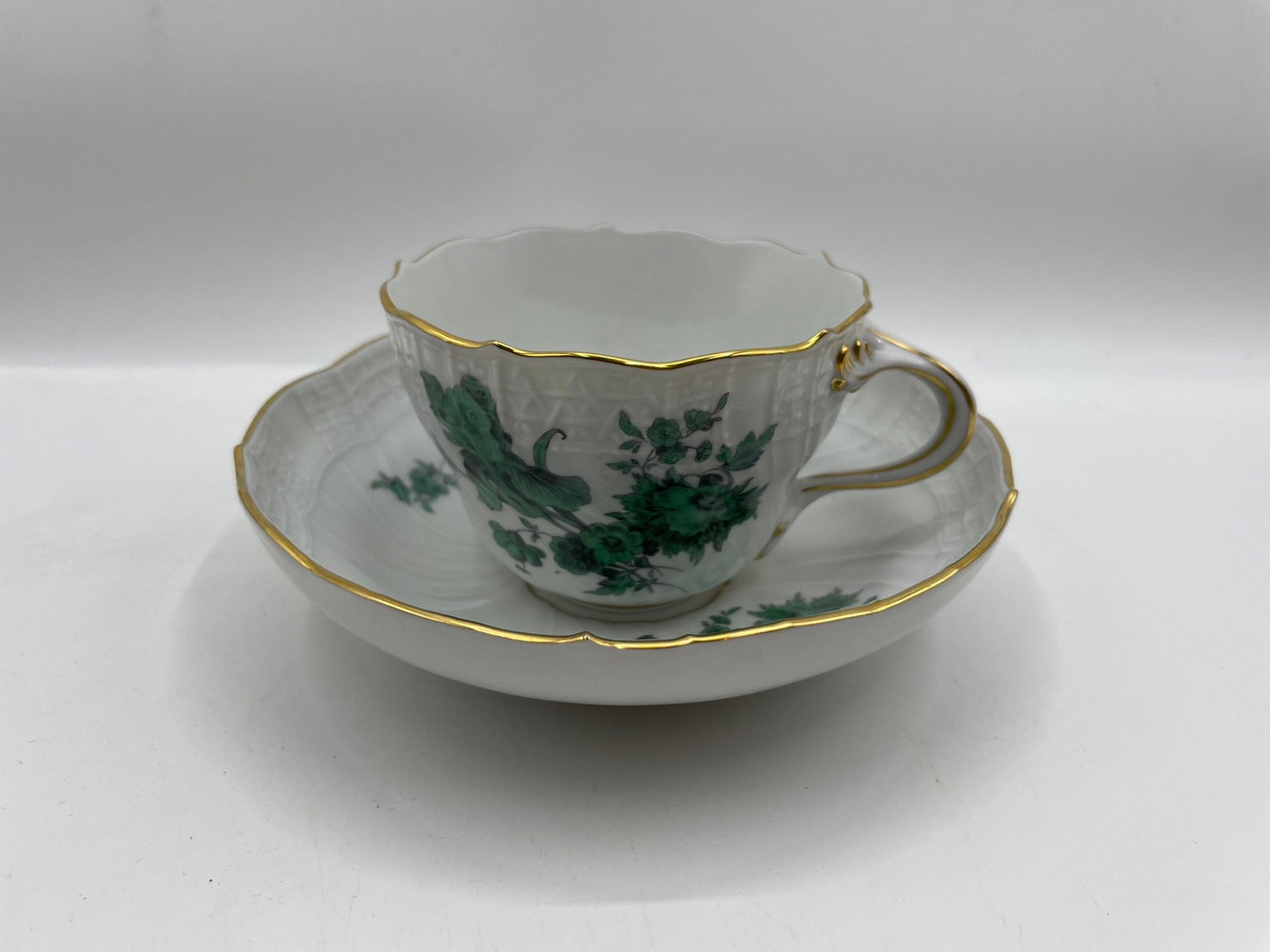 マイセン カップ&ソーサー グリーンフラワーブーケ 箱付き