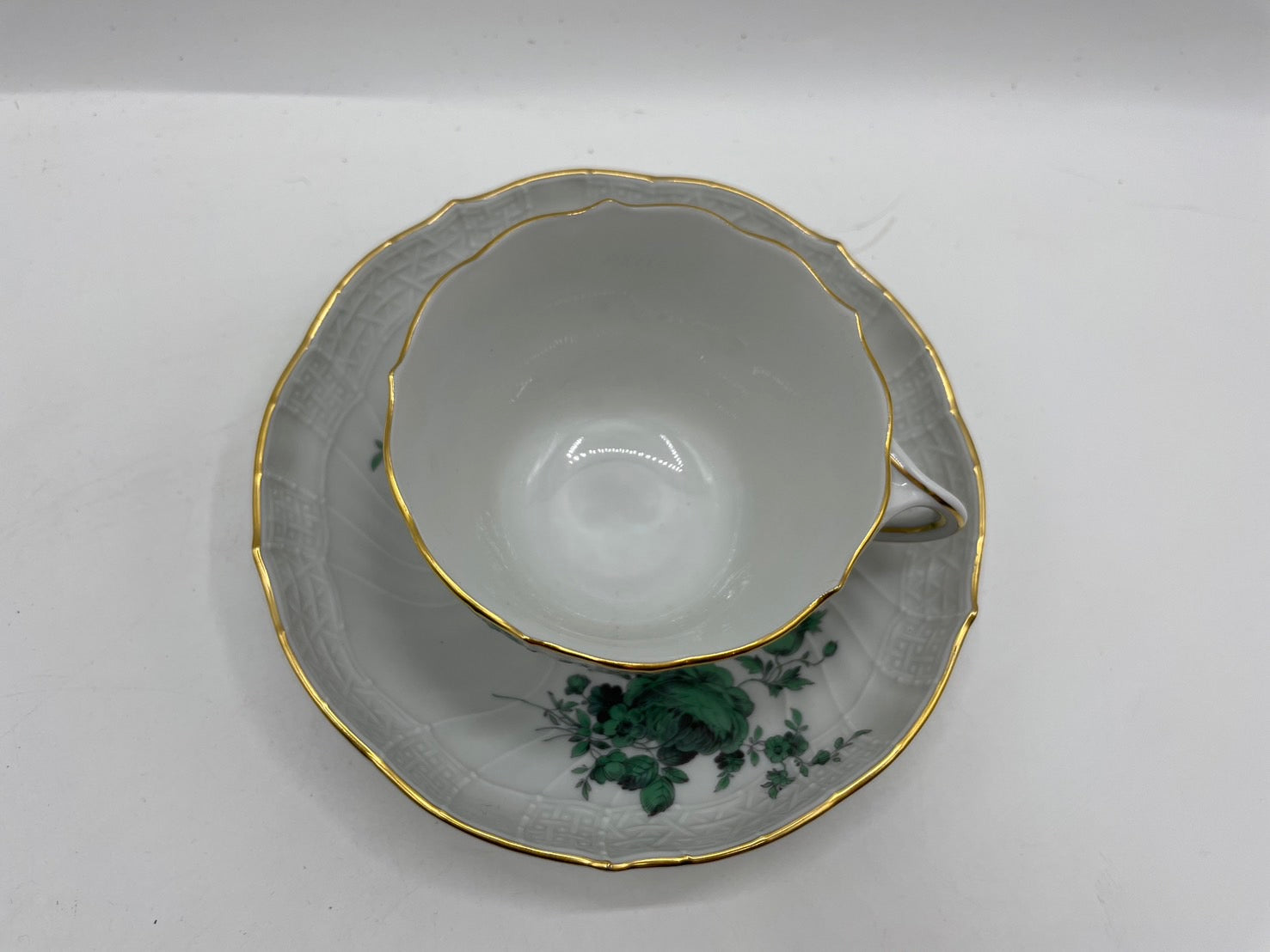 マイセン カップ&ソーサー グリーンフラワーブーケ 箱付き