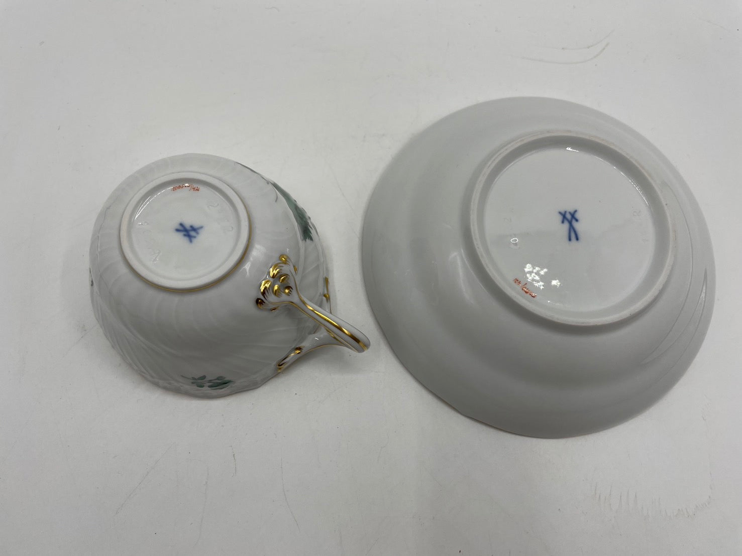 マイセン カップ&ソーサー グリーンフラワーブーケ 箱付き