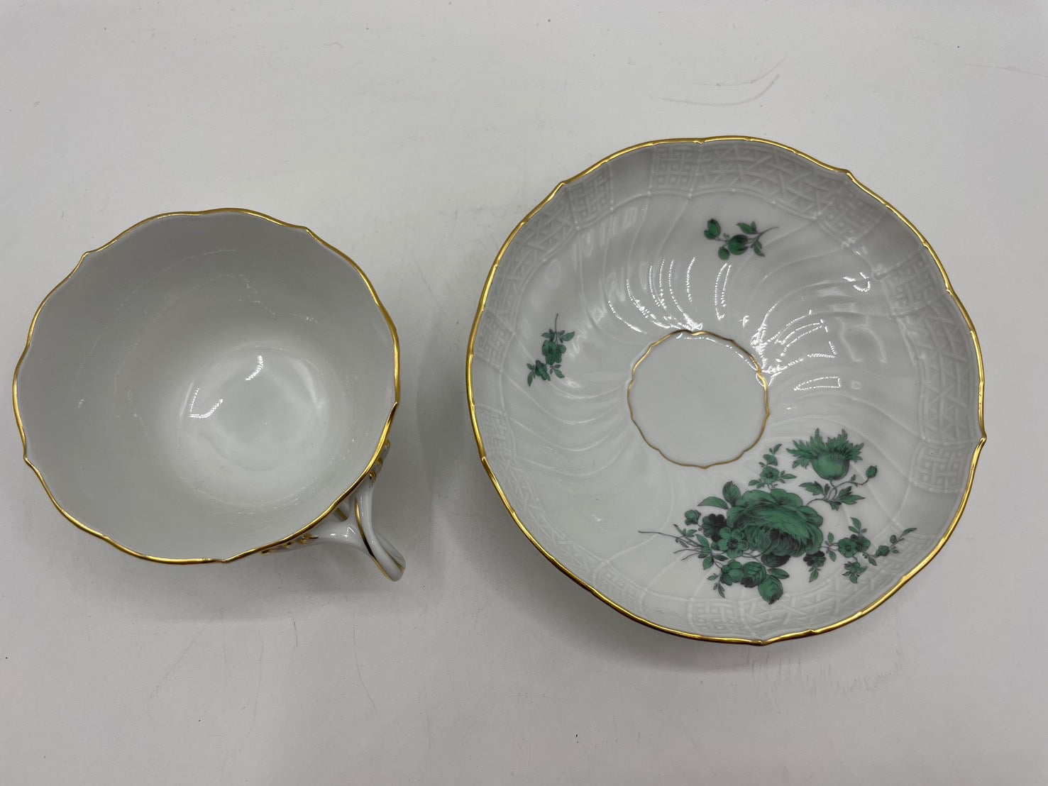 マイセン カップ&ソーサー グリーンフラワーブーケ 箱付き