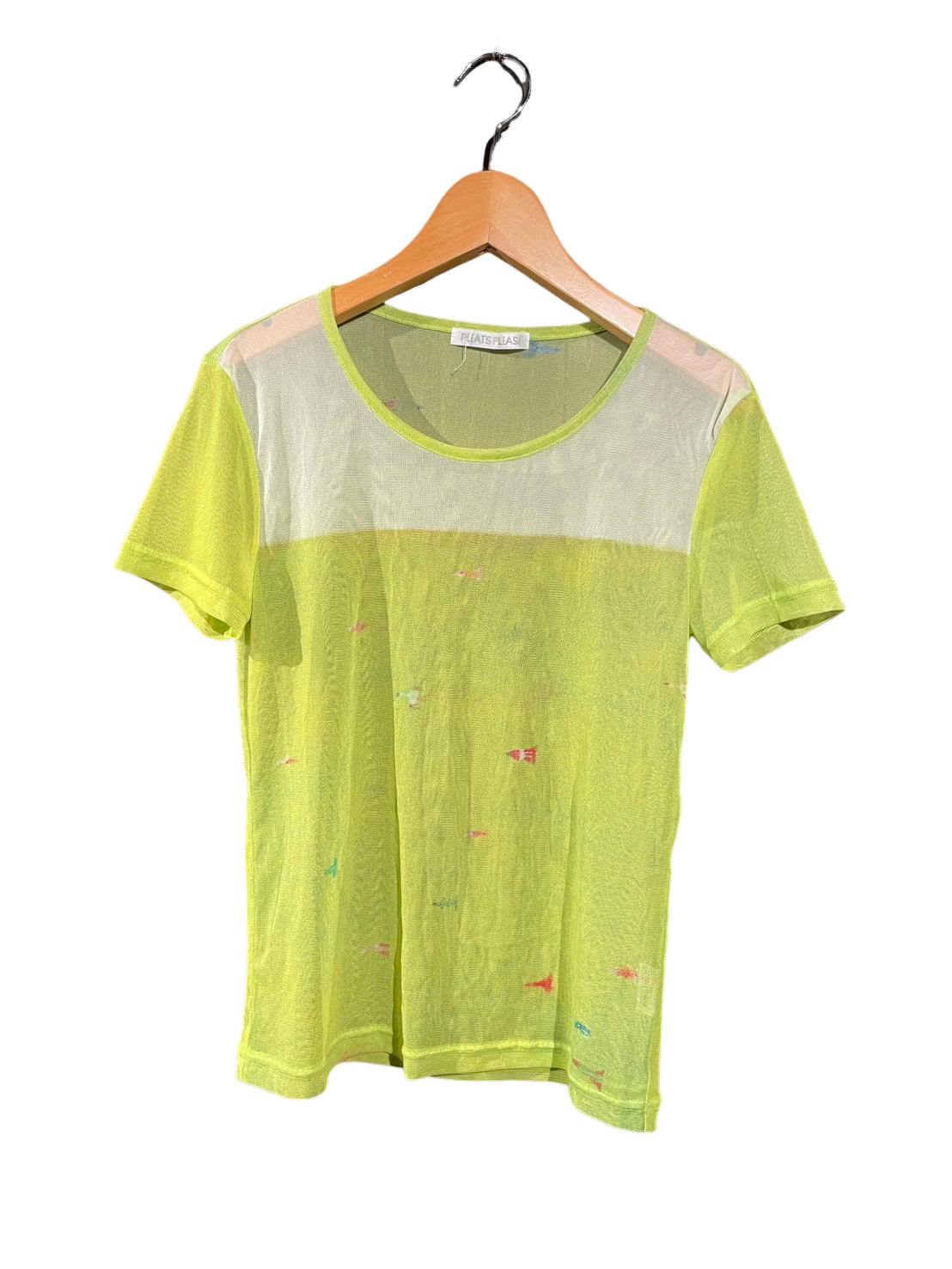 プリーツプリーズ シースルー ナイロン Tシャツ